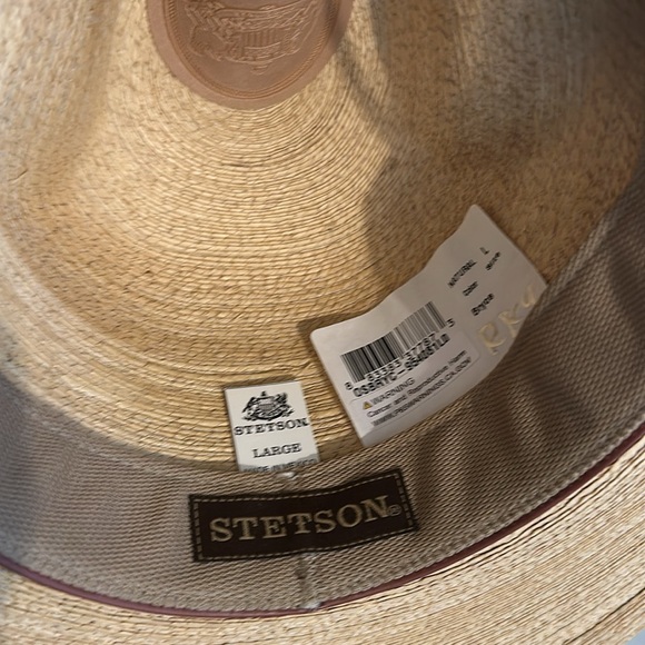 Stetson Cowboy Hat Large Bryce Mexican Palm Straw Natural Strap Ranch Western - Picture 5 of 8